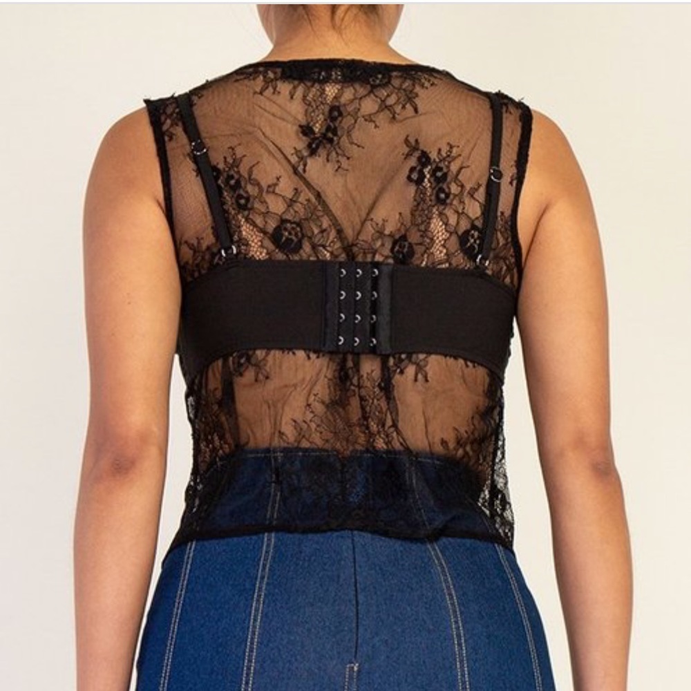 ‼️ Lace Mini Top Crop Top With Connected Bra - Picture 3 of 3